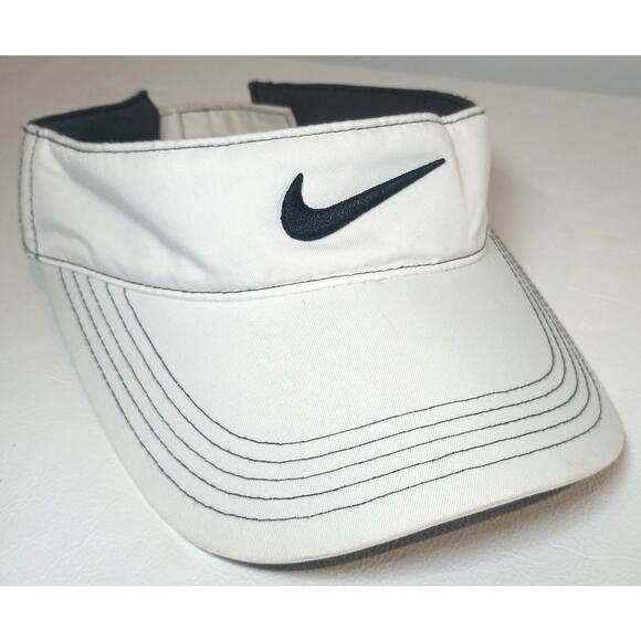 NIKE GOLF ADJUSTABLE VELCRO STRAP VISOR WHITE NIKE SWOOSH - Picture 4 of 8